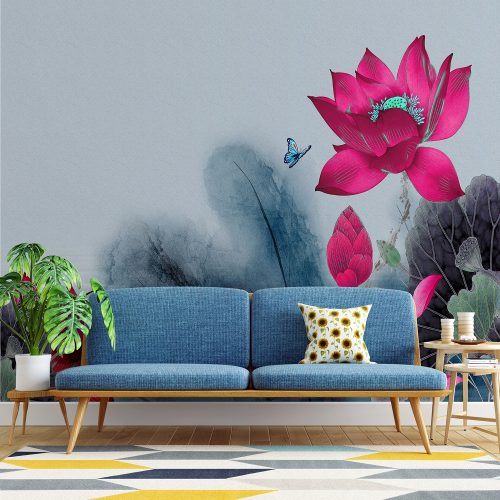 Red Water Lilies Wall Mural   500x500 