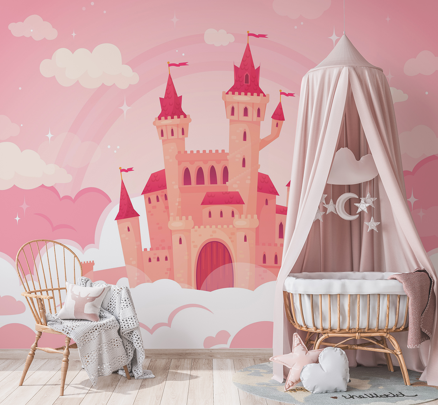 Pink Color Bedroom   Murals 