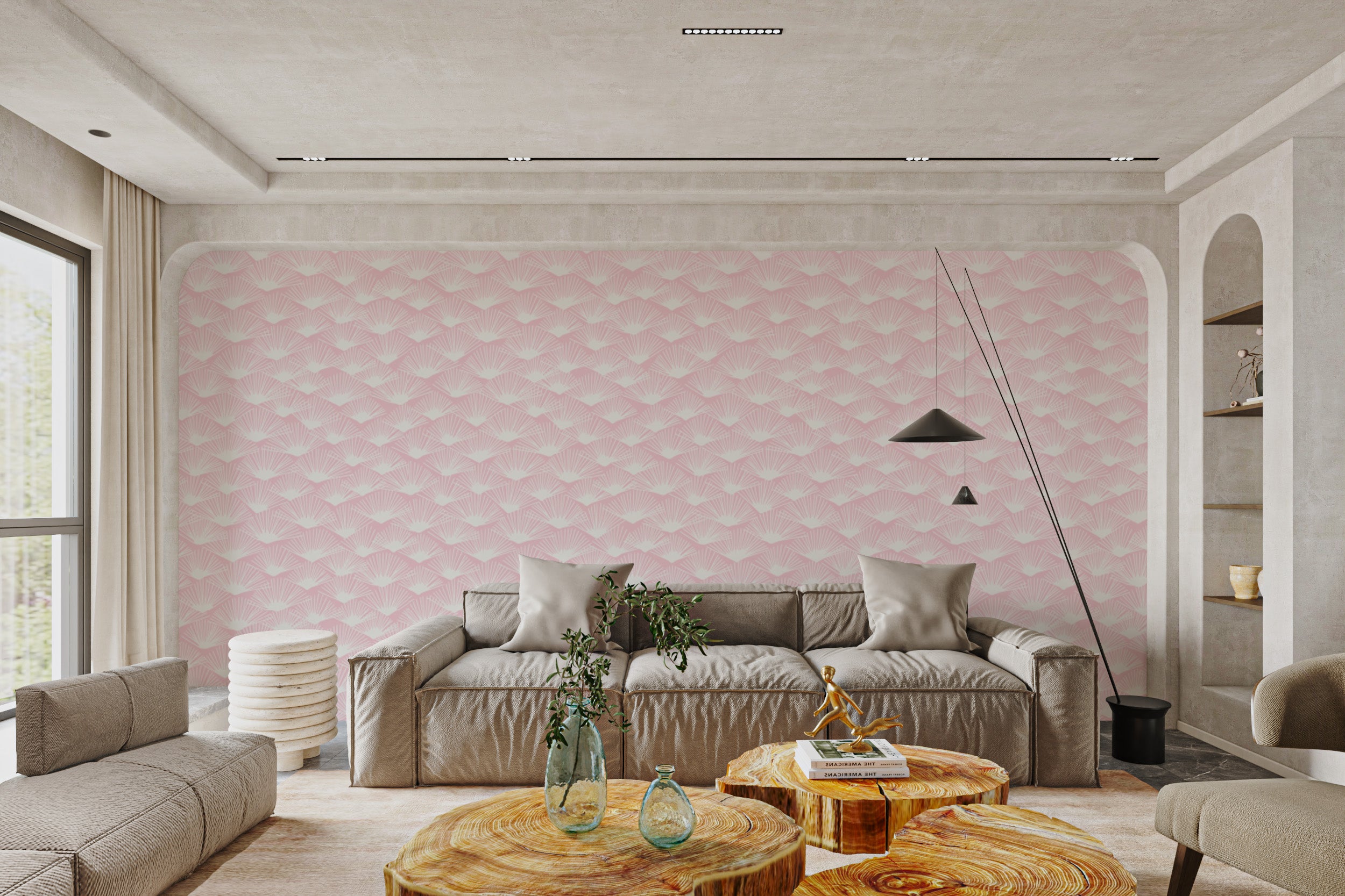 Elegant Tropical Blush wallpaper for warm, tropical interiors.
