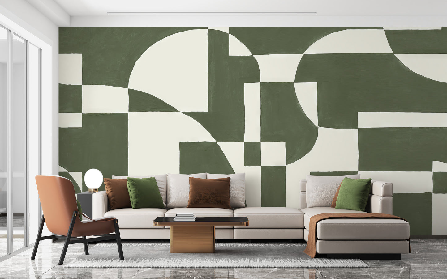 Emerald Geometric Elegance Mural - Giffywalls