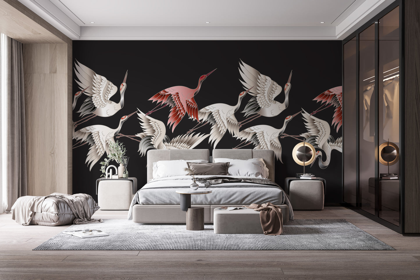 Japanese crane wallpaper with elegance