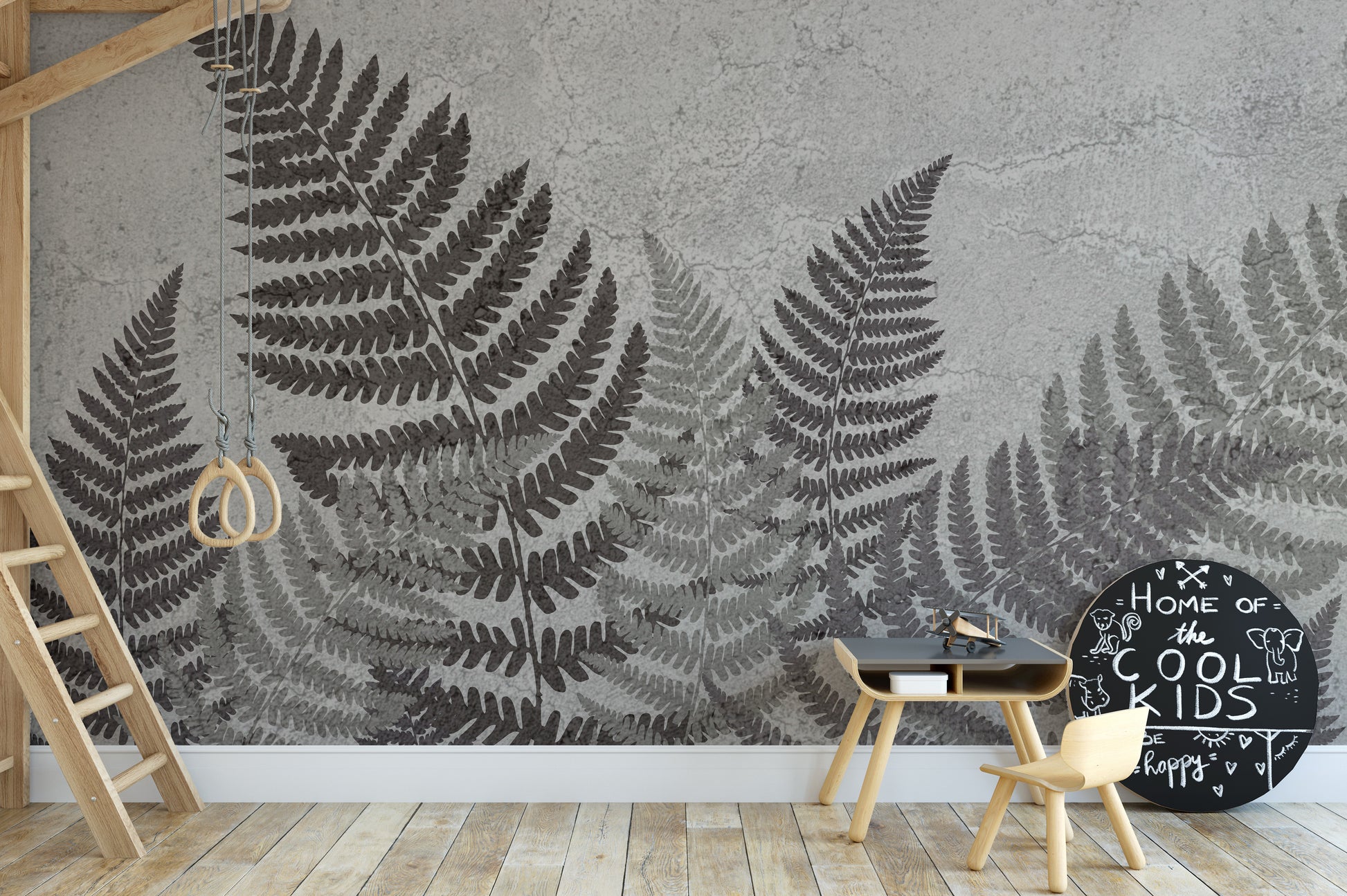 Sophisticated tropical fern mural for modern, chic spaces.
