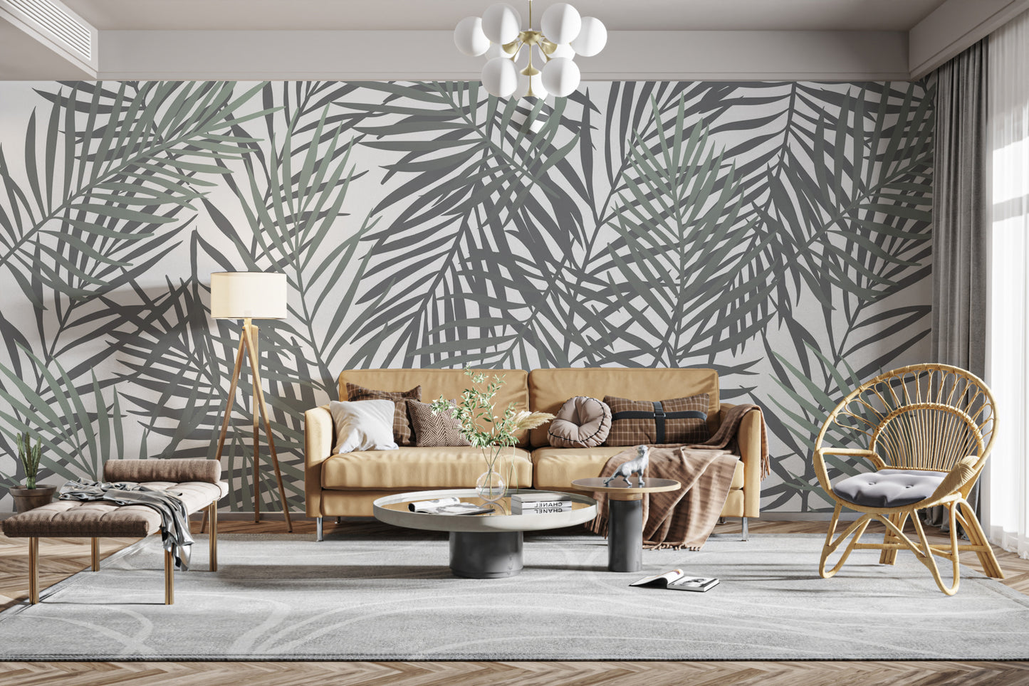 Tropical Whisper Leaf reusable wallpaper