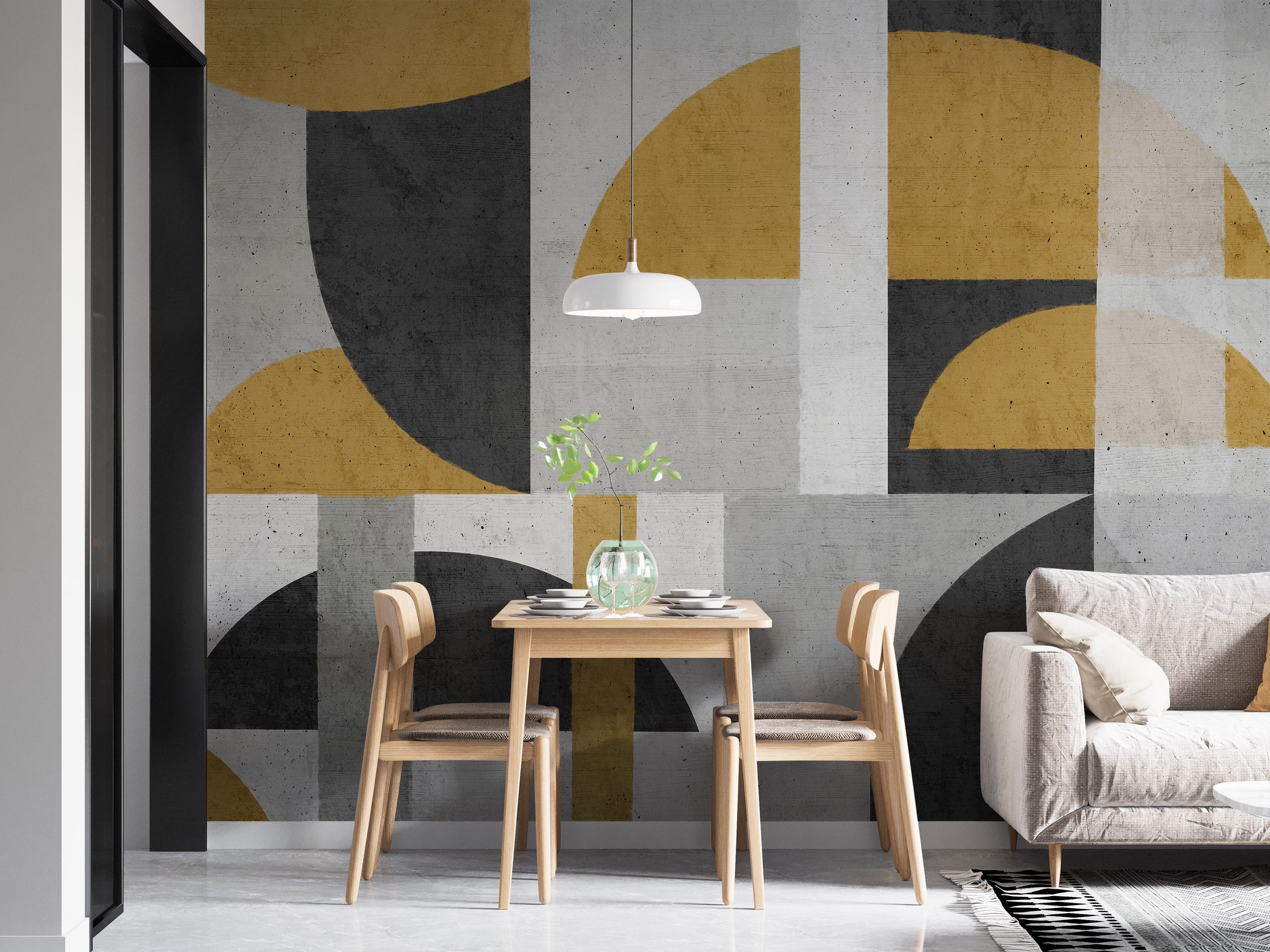 Minimalist geometric wallpaper in earthy tones