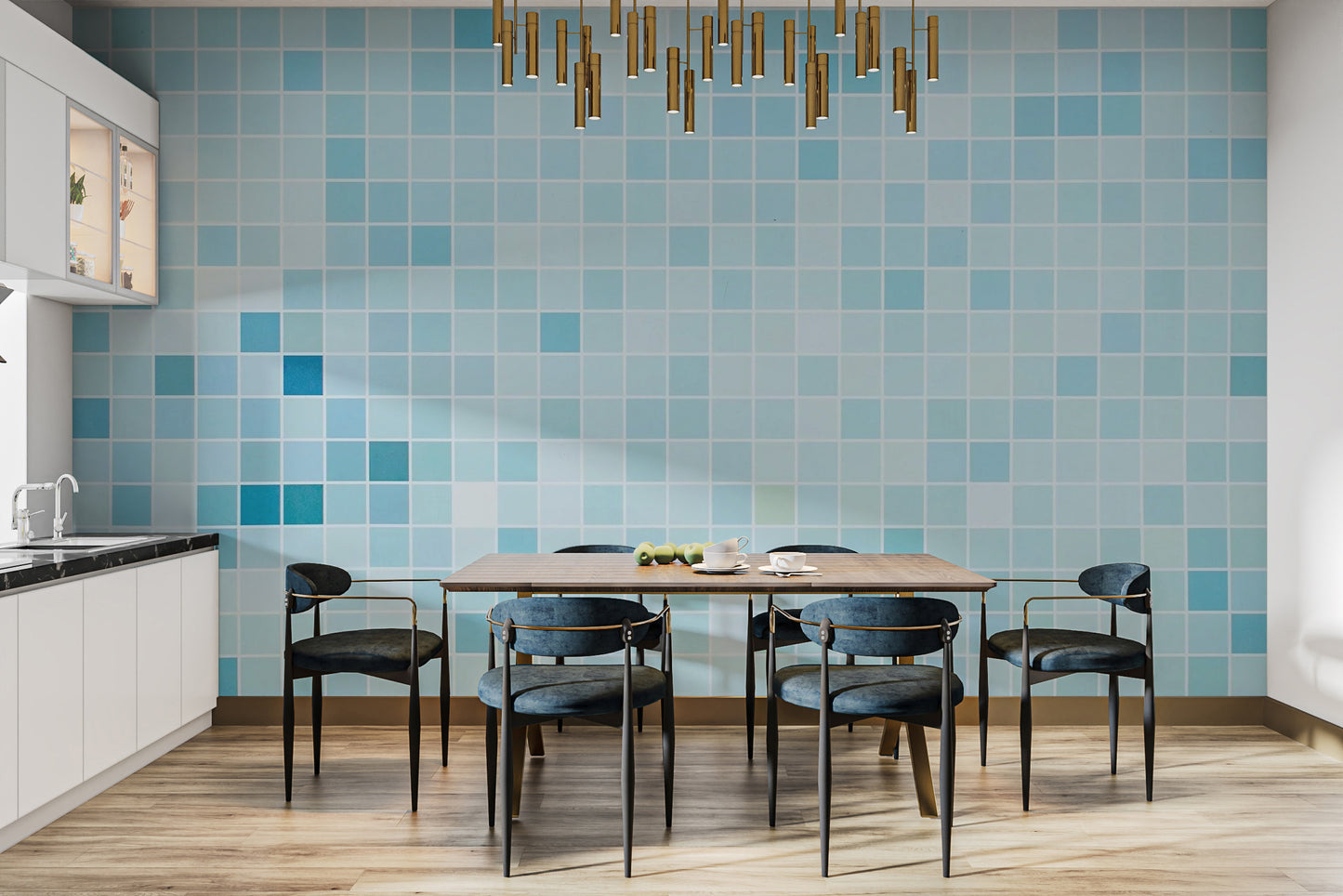 Blue Tiled Wallpaper Mural