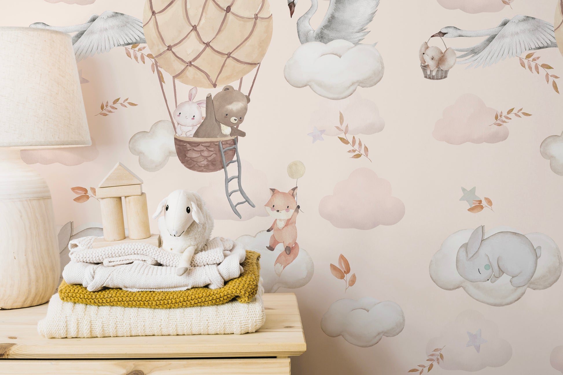 Hot air balloon wallpaper for kids room
