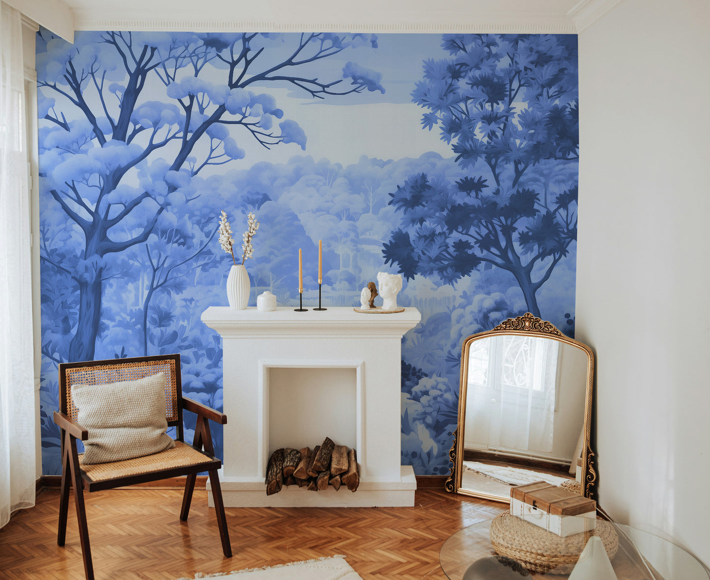 Transform your room with a watercolor autumn forest mural wallpaper.