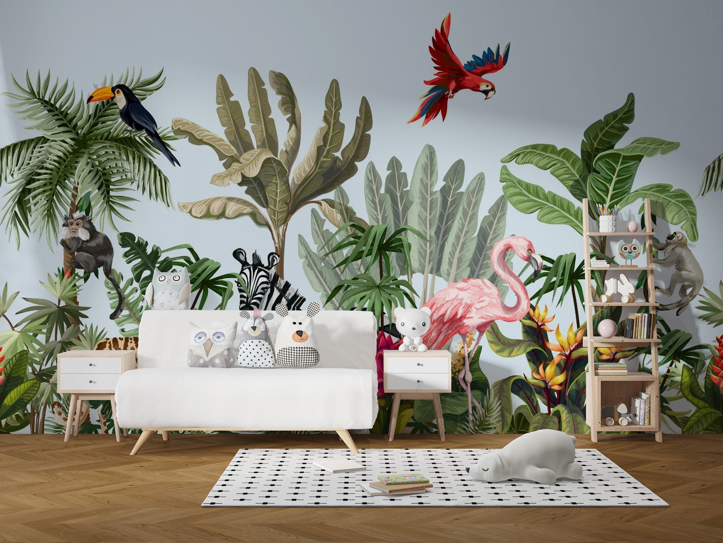 Tropical Animals & Birds Wallpaper Mural