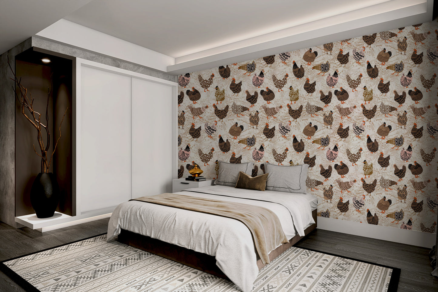 Elegant fowl wallpaper for stylish walls