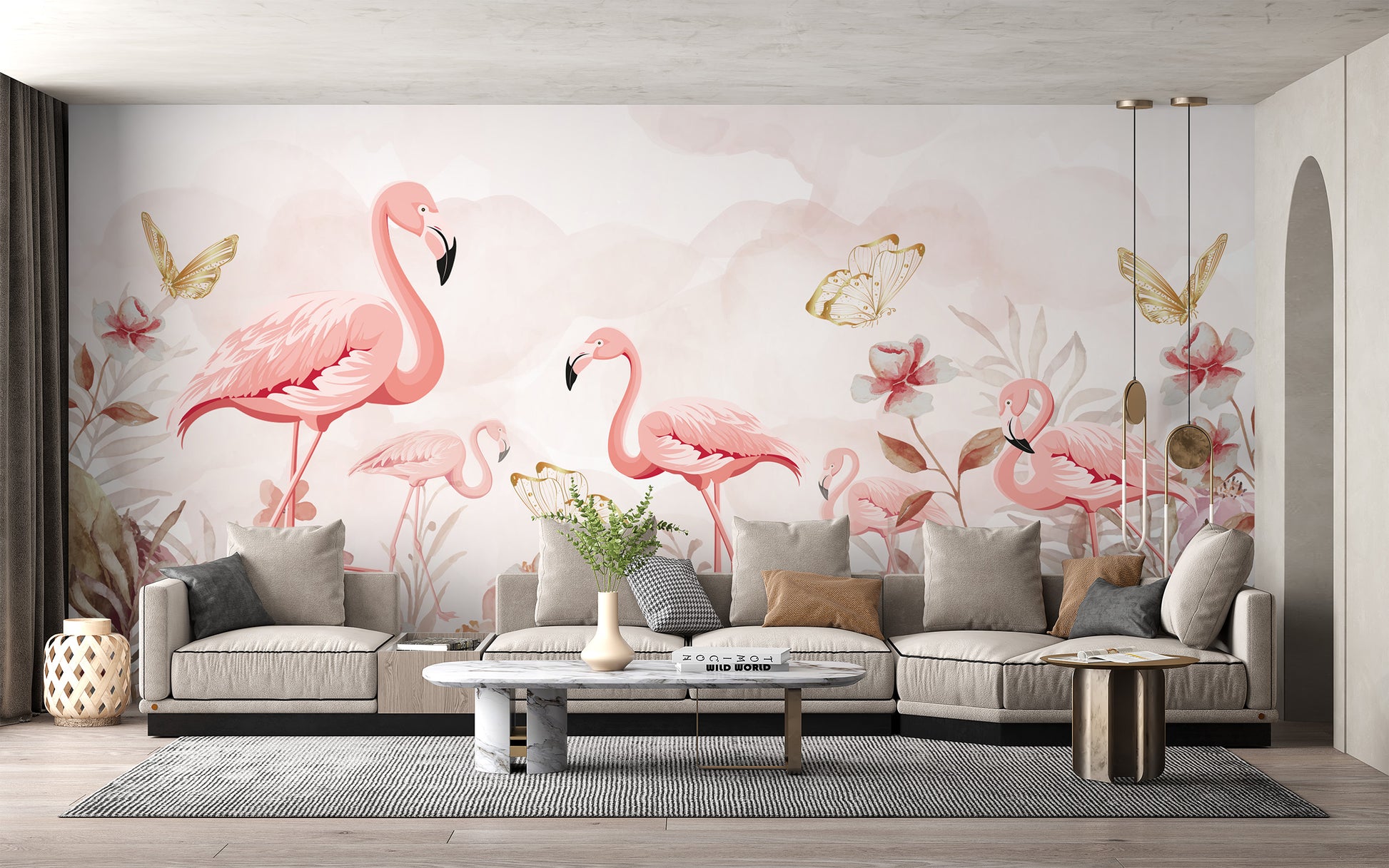 Flamingo wallpaper mural bringing serenity to your walls.
