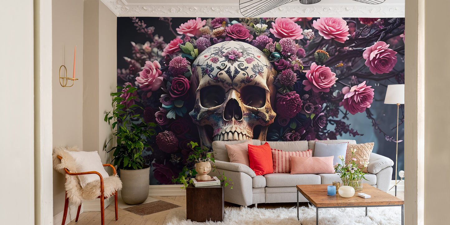 Floral Skull Halloween Wallpaper