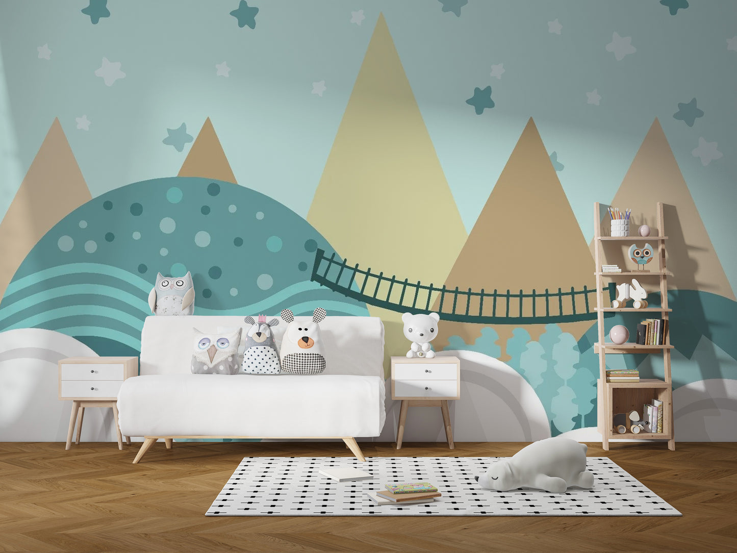 Kids Animated Pastel Motifs Wallpaper