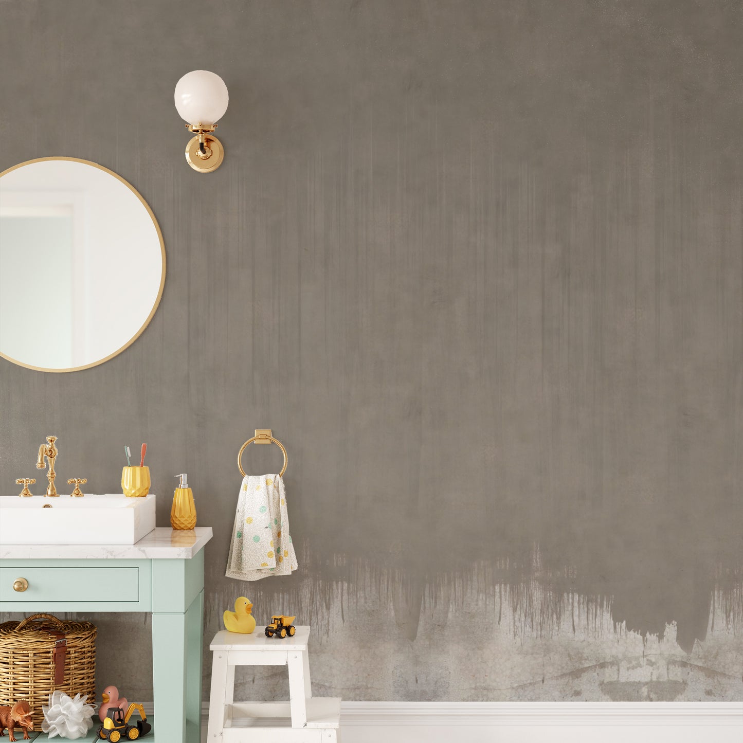 Industrial style wall mural with grunge design
