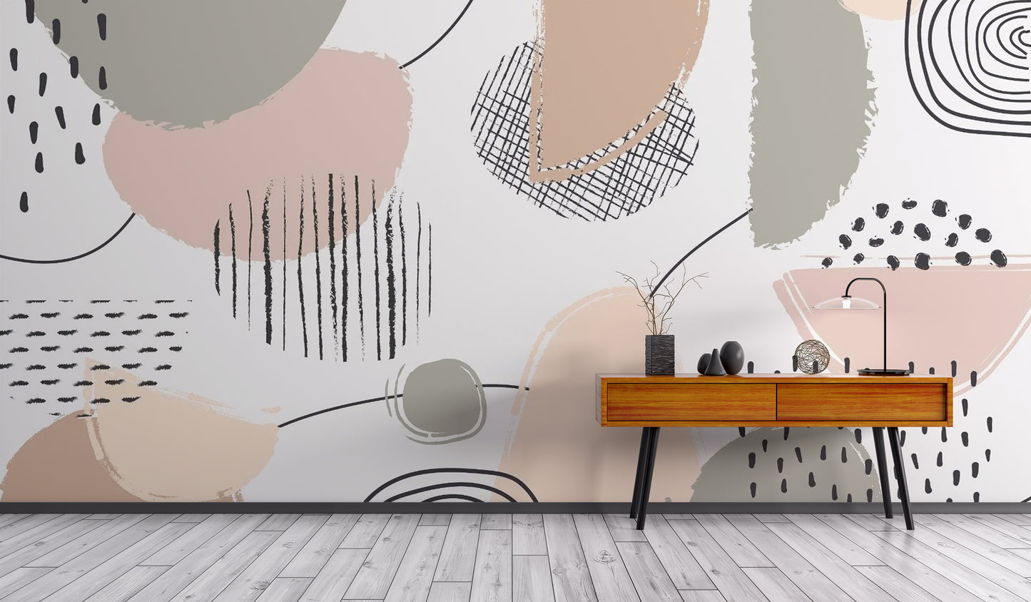 Pastel Light Grey Abstract Wallpaper Mural
