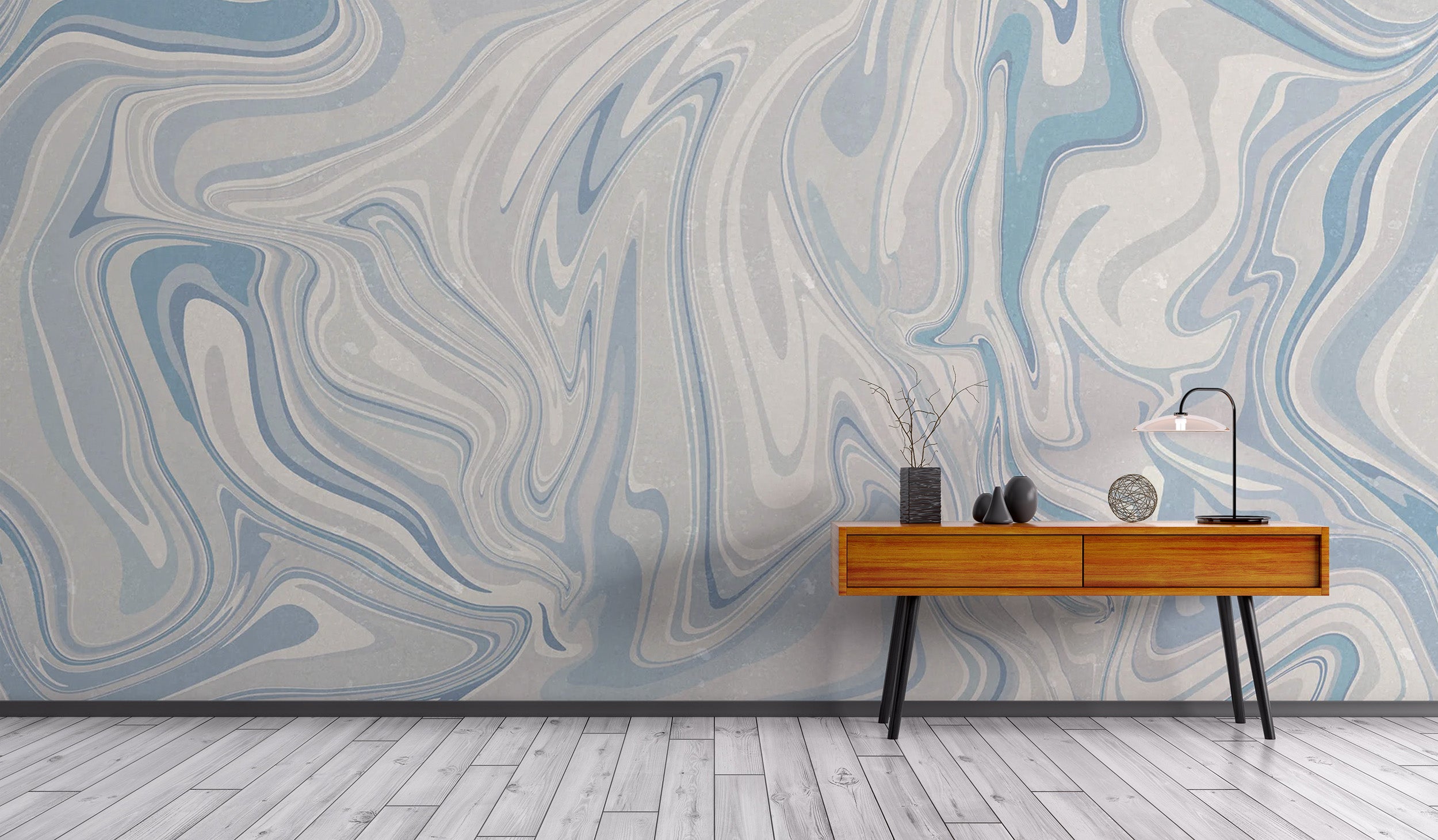 Misty Blue Klint Wallpaper for stylish interiors