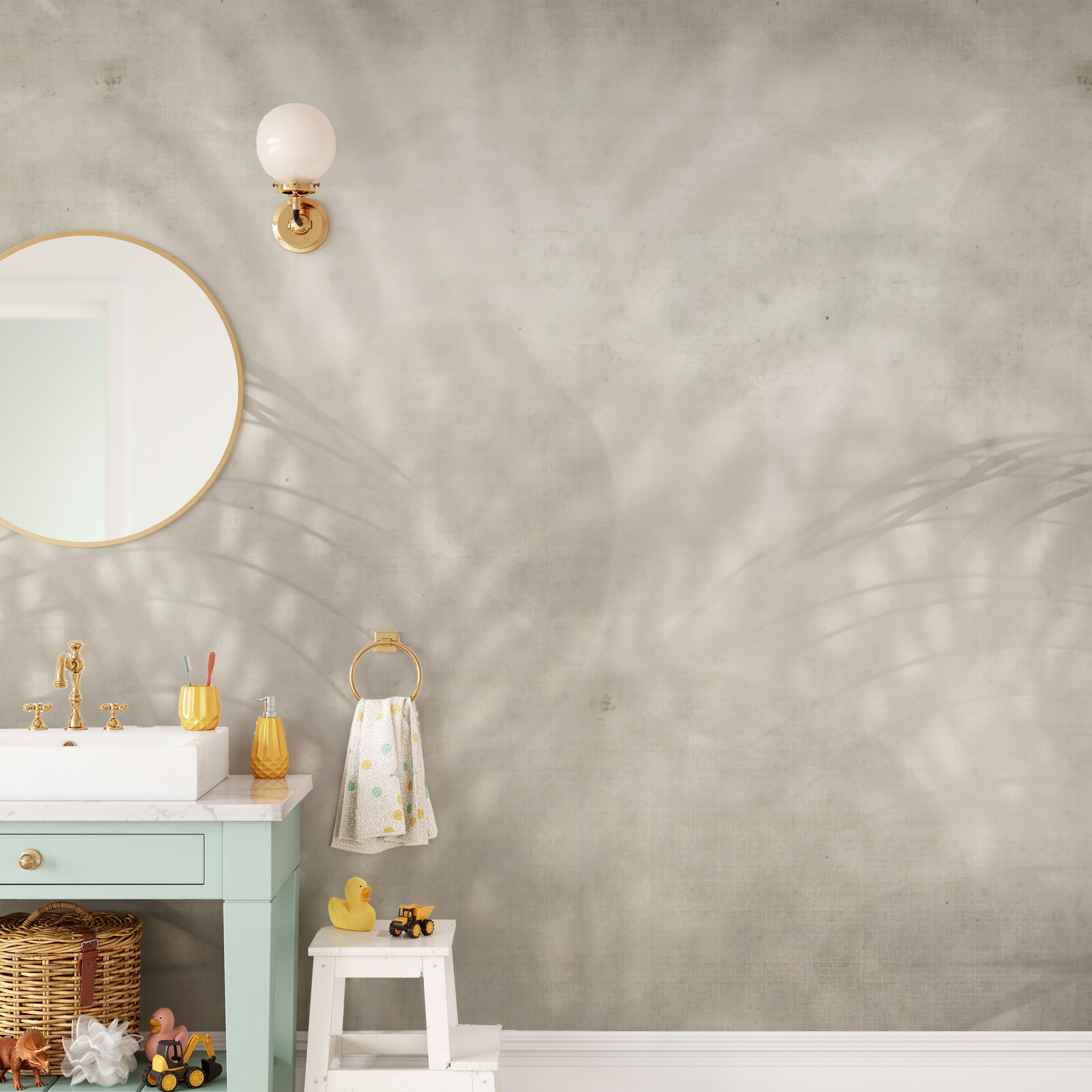 Artistic Nature's Grace mural with soft shadowed textures.
