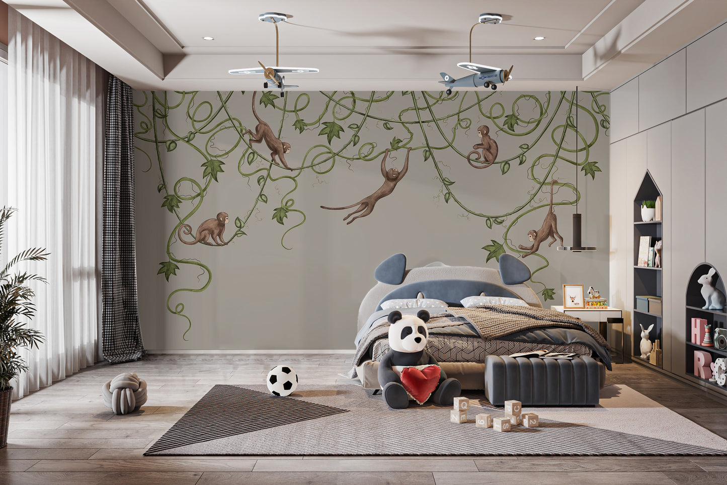 Joyful Monkey Nursery Wallpaper