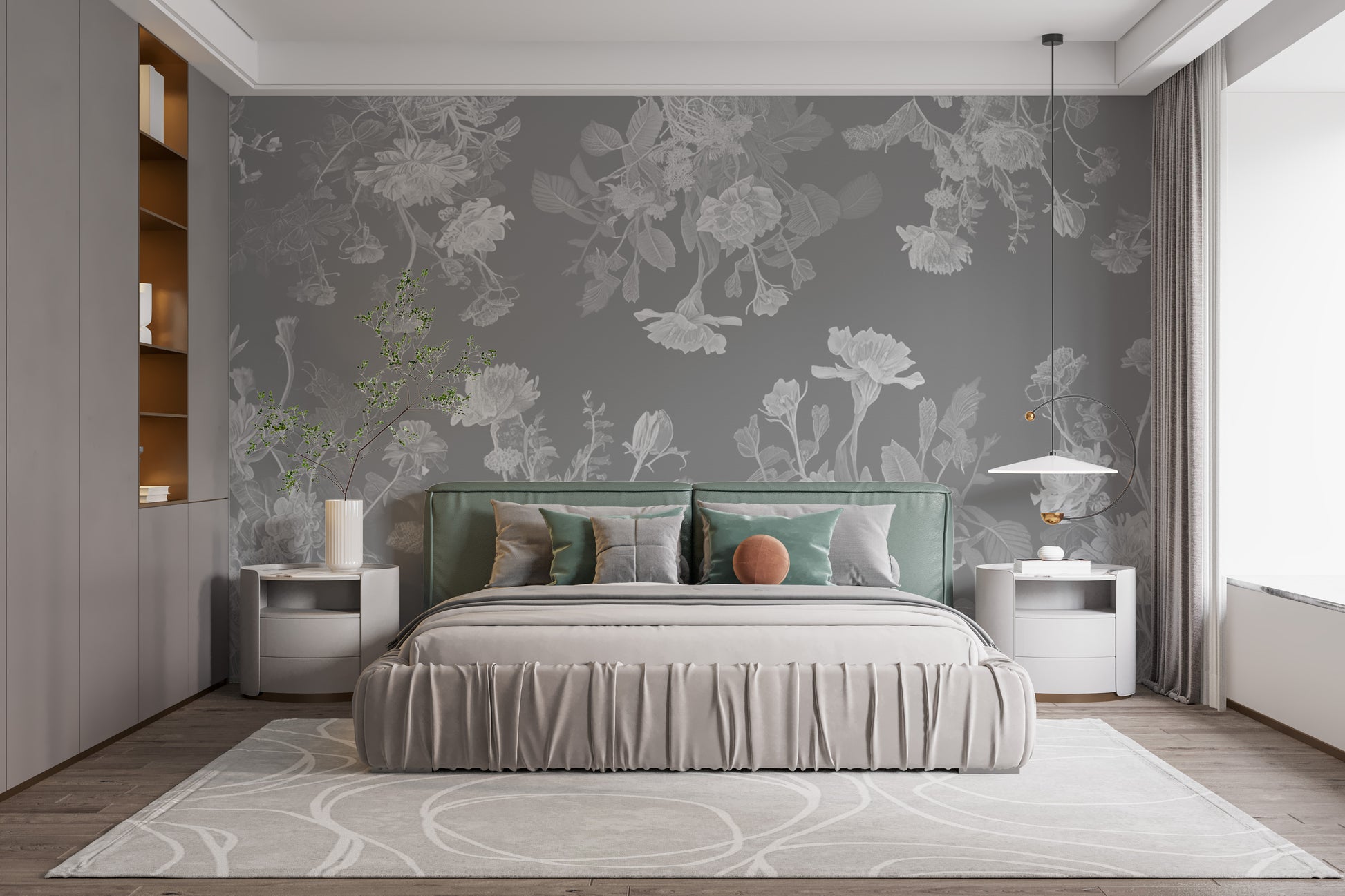 Grey Flower Bedroom Wallpaper Murals - Giffywalls