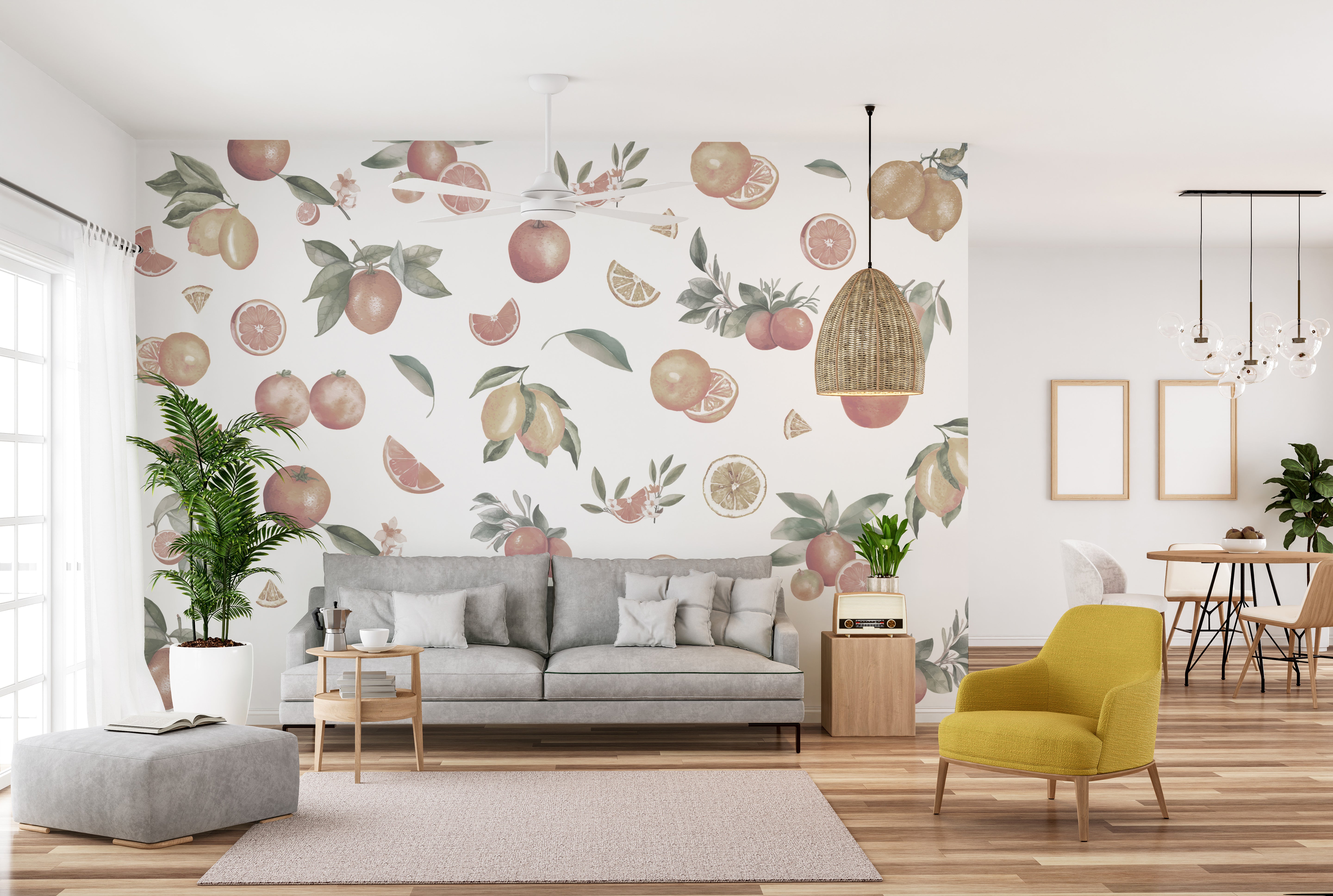 Lush Citrus Orchard Delight wallpaper mural decor