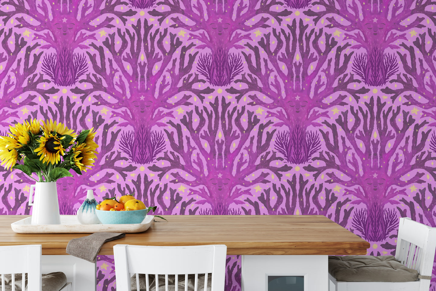 Lilac coral-inspired wall mural for modern spaces
