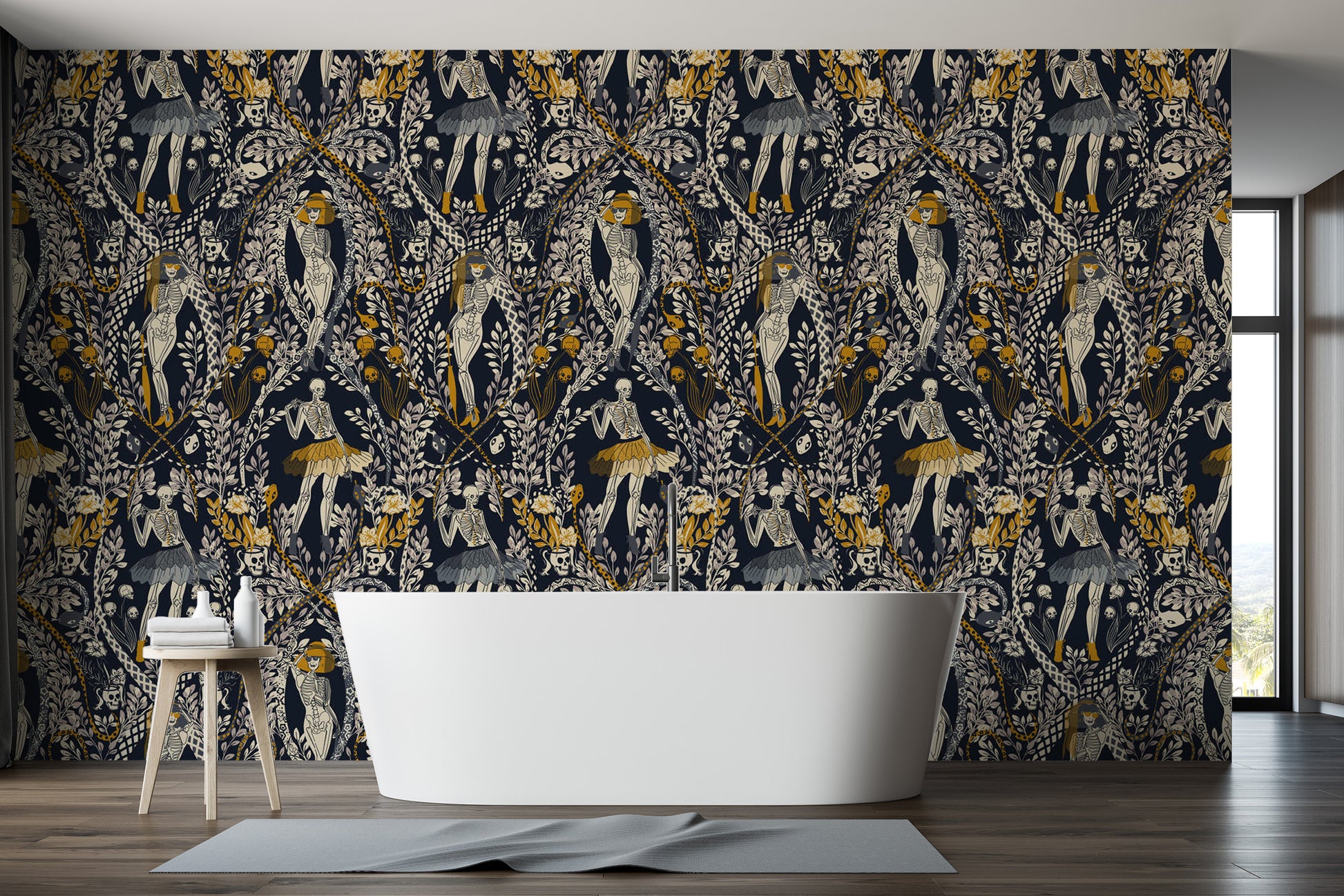 Luxurious masquerade wallpaper for Halloween ambiance