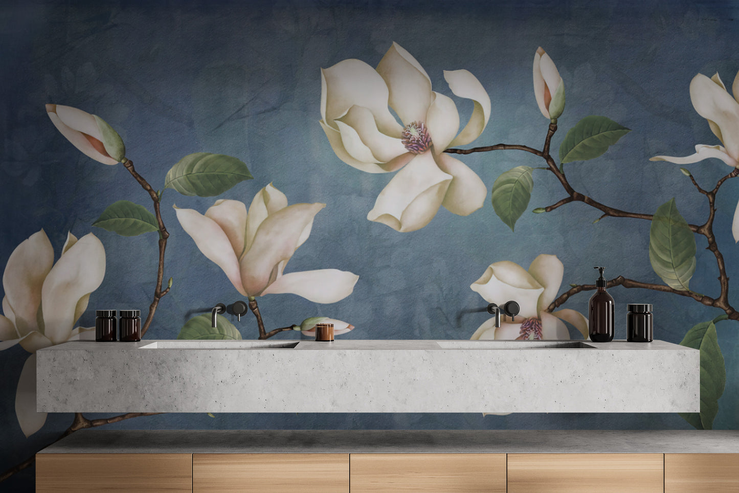 Sophisticated magnolia bloom wallpaper for home décor
