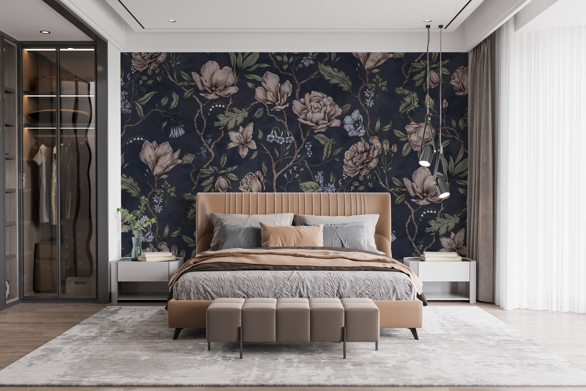 Dark Blue Garden Wallpaper for chic decor