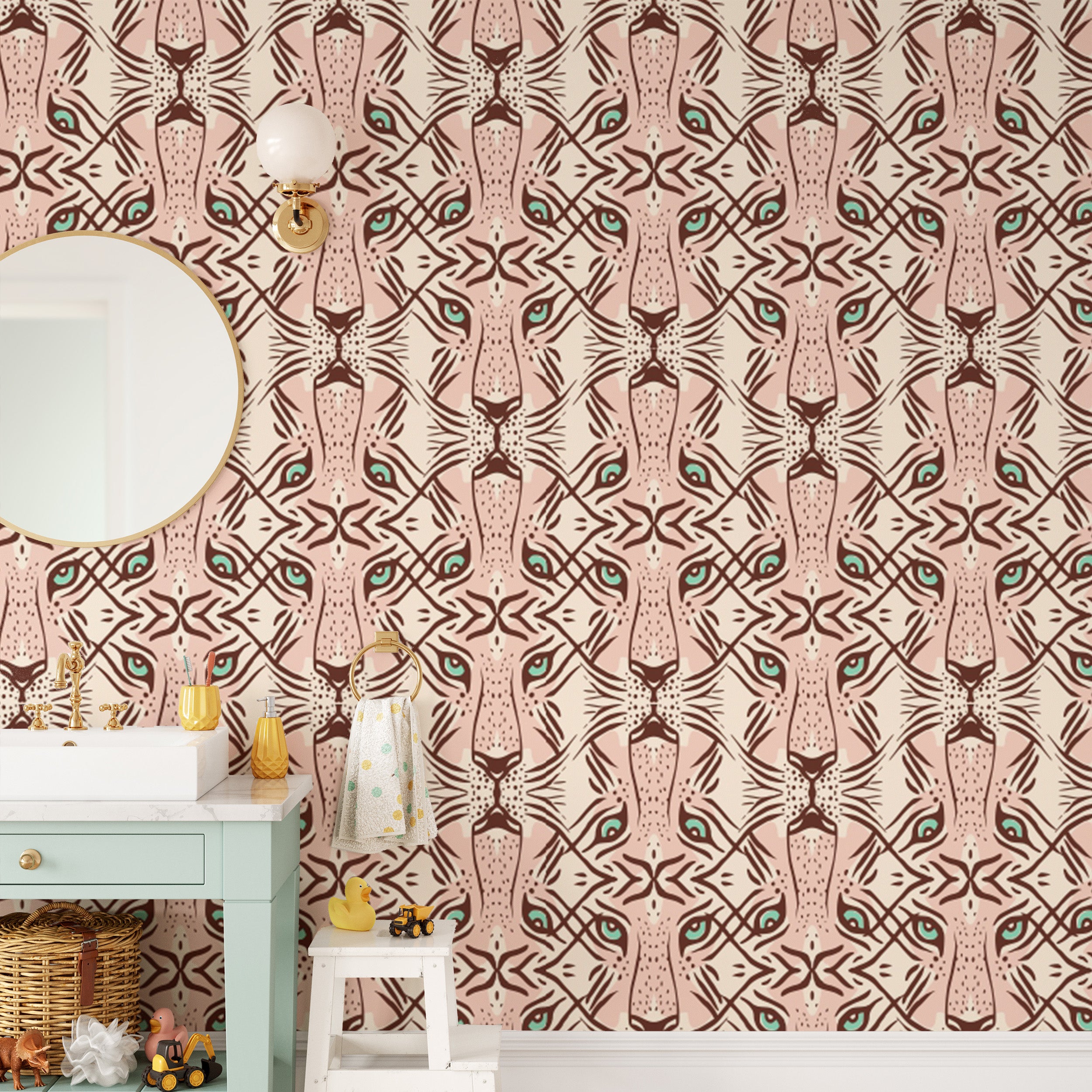 Trendy self-adhesive wallpaper with feline charm