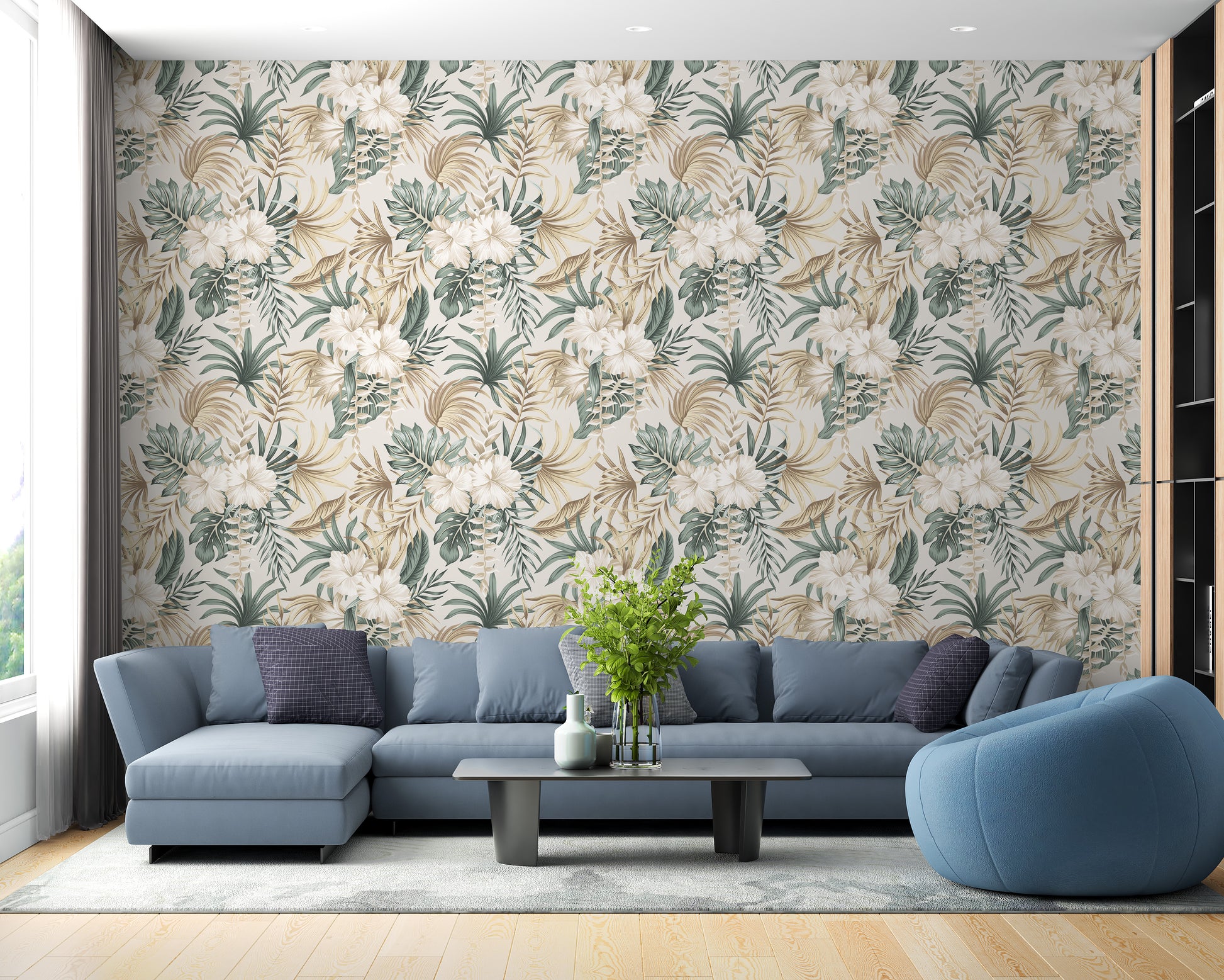 Nature-inspired tropical wallpaper mural
