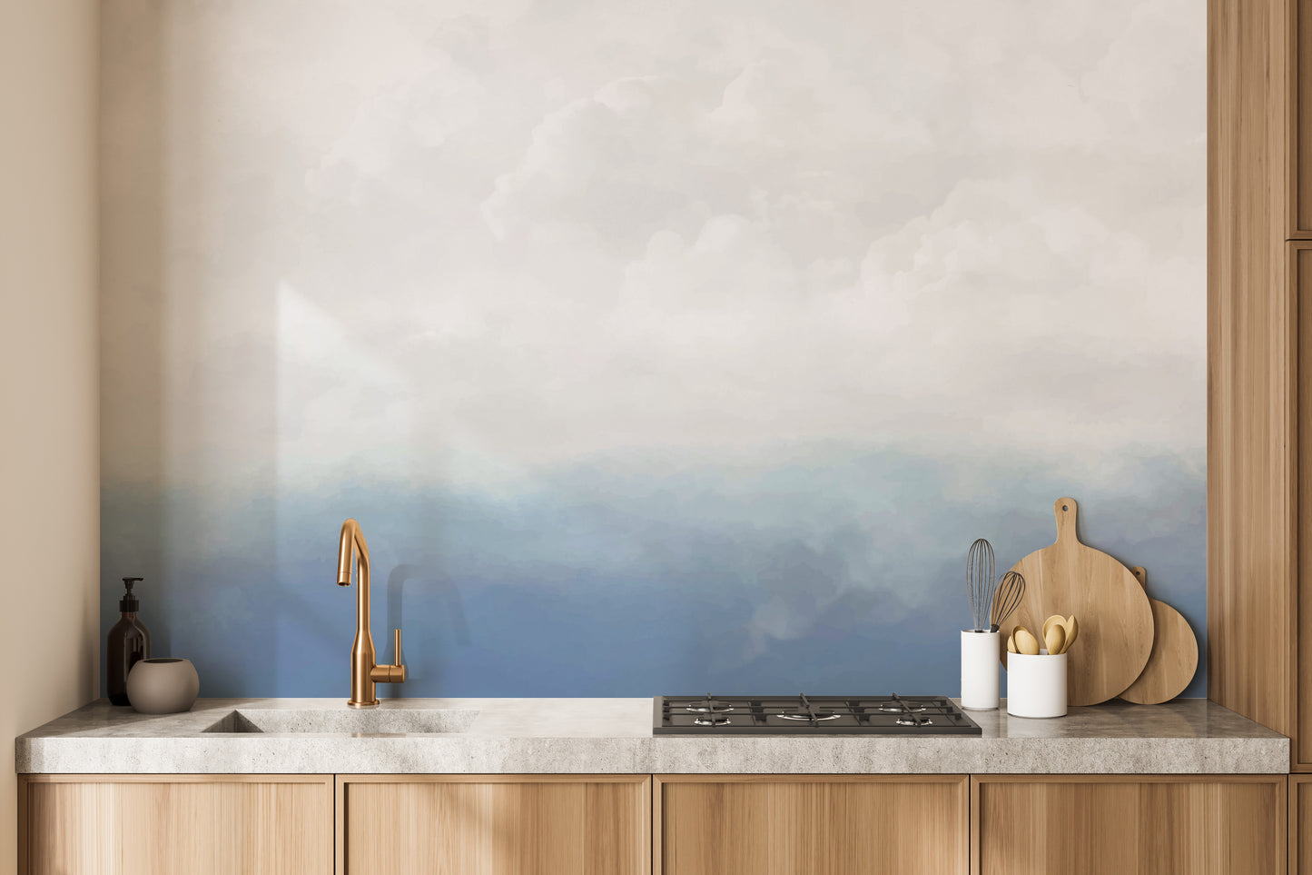 Blue White Sky Wallpaper Mural