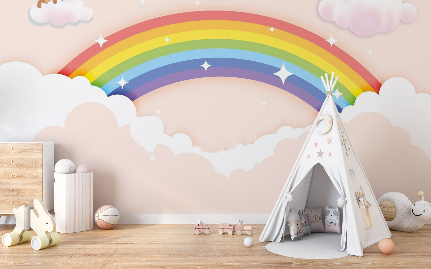 Removable Rainbow Wallpaper Mural for Playful Spaces