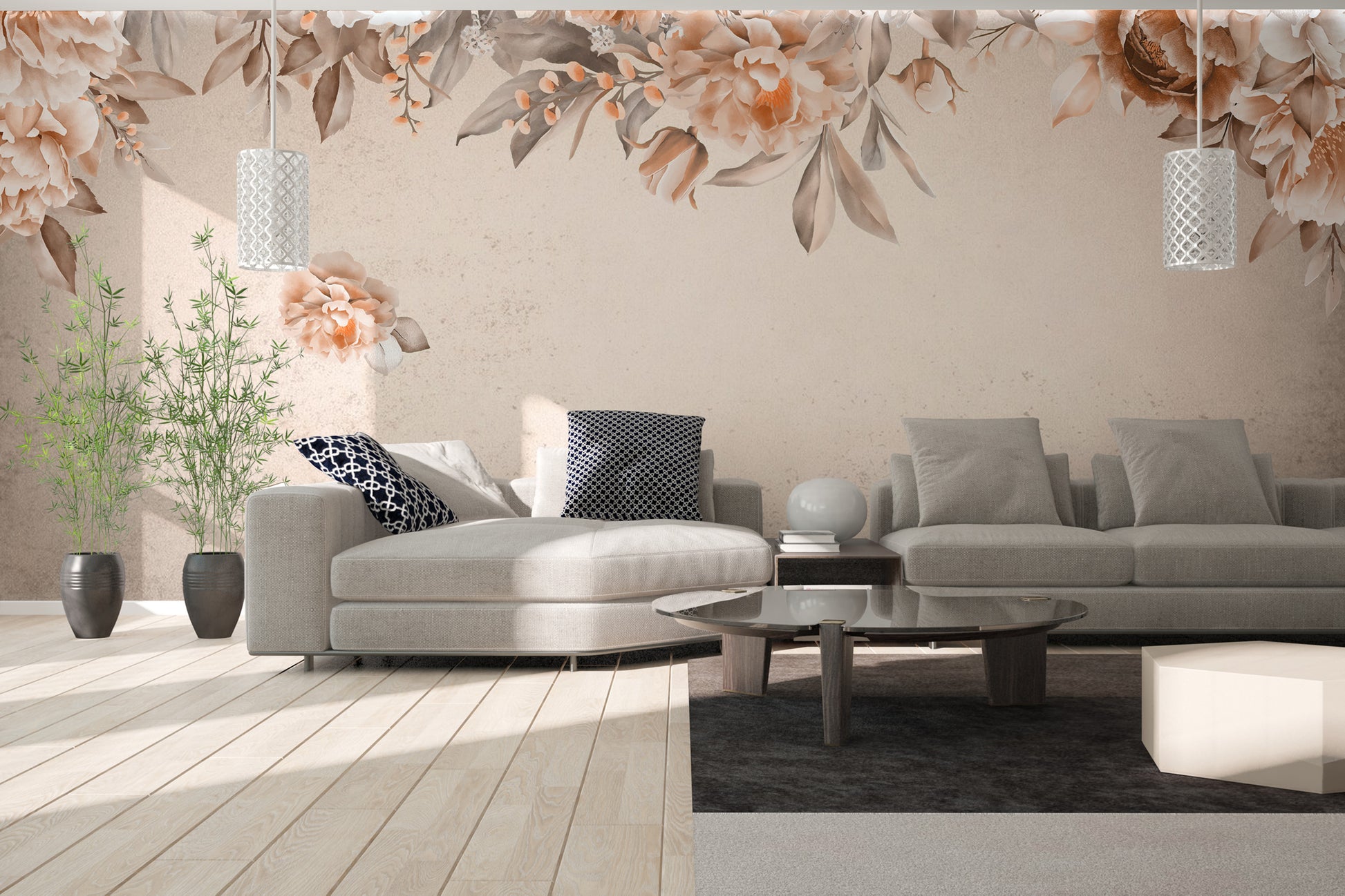 Peach Blossom Elegance Wallpaper Mural decor