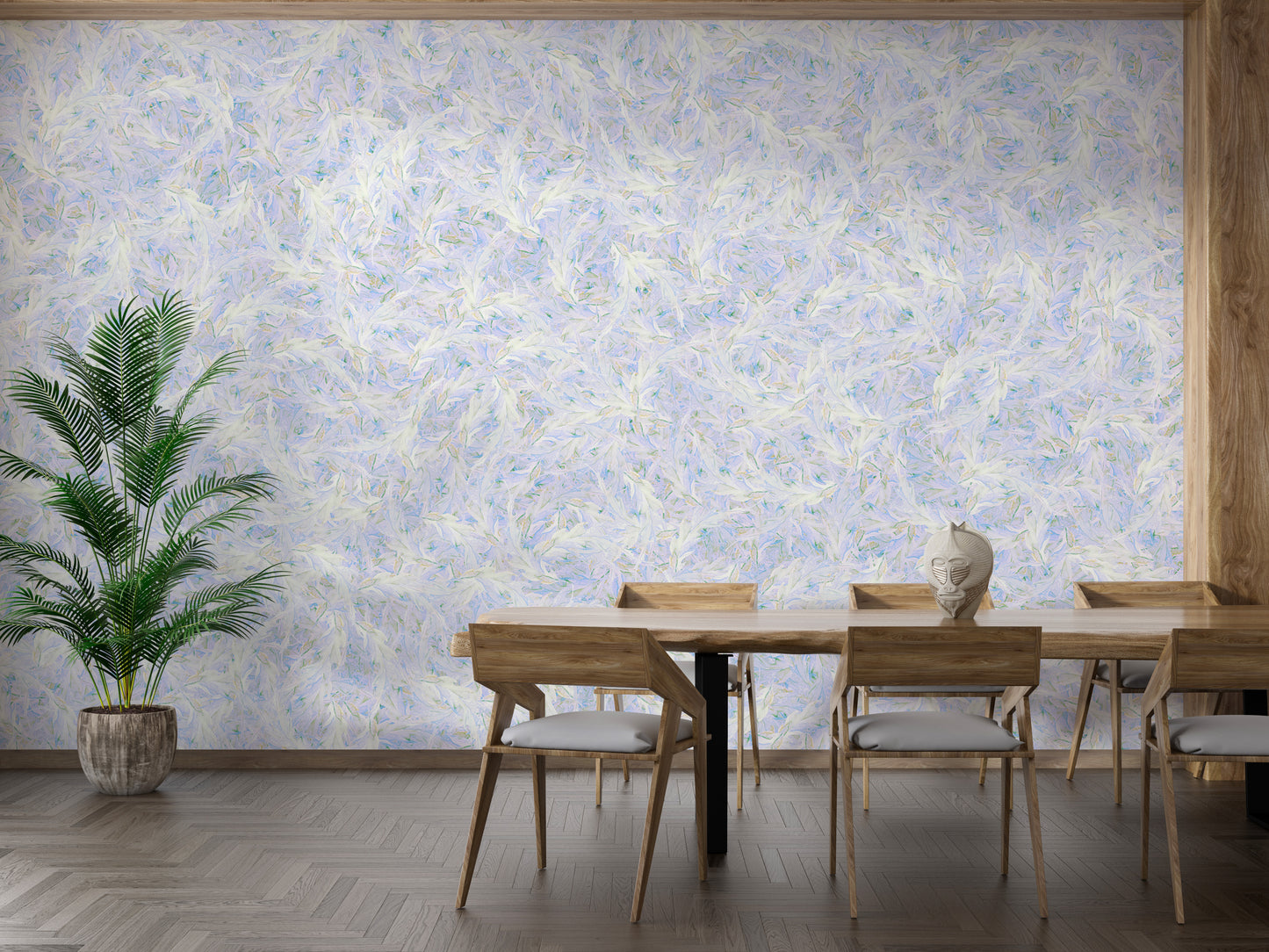 Blue Dancing Leaves Lila Azur Wallpaper Murals