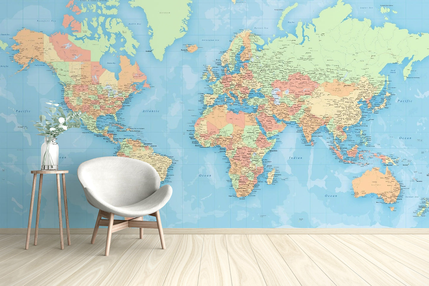 World Map Colourful Wallpaper Mural