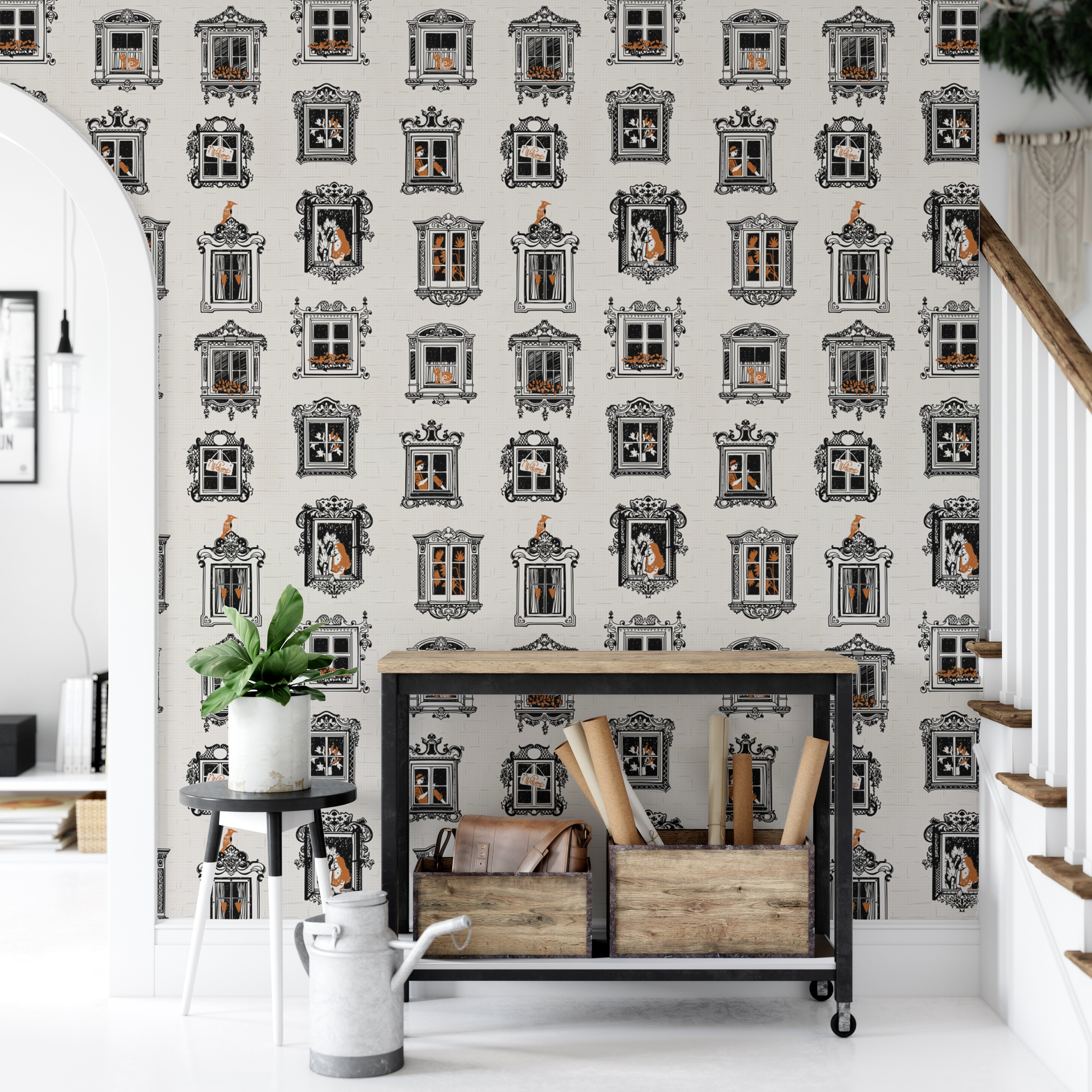 Vintage Cats and Floral Wallpaper Mural
