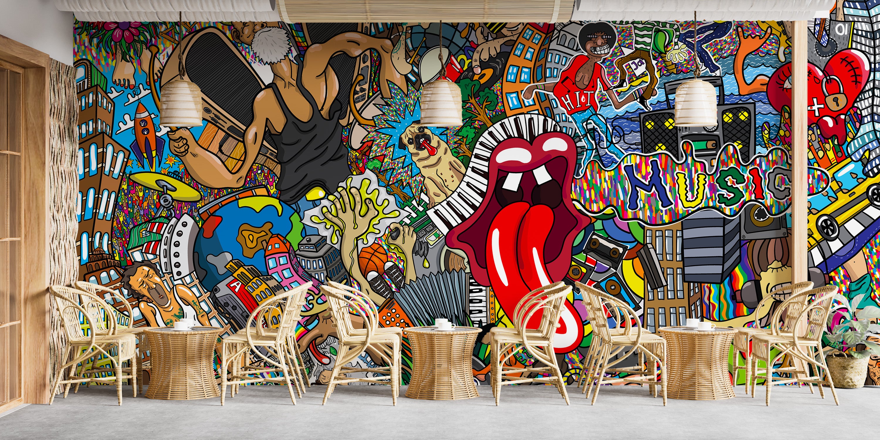 Funky, Graffiti-esque Art offers Collage