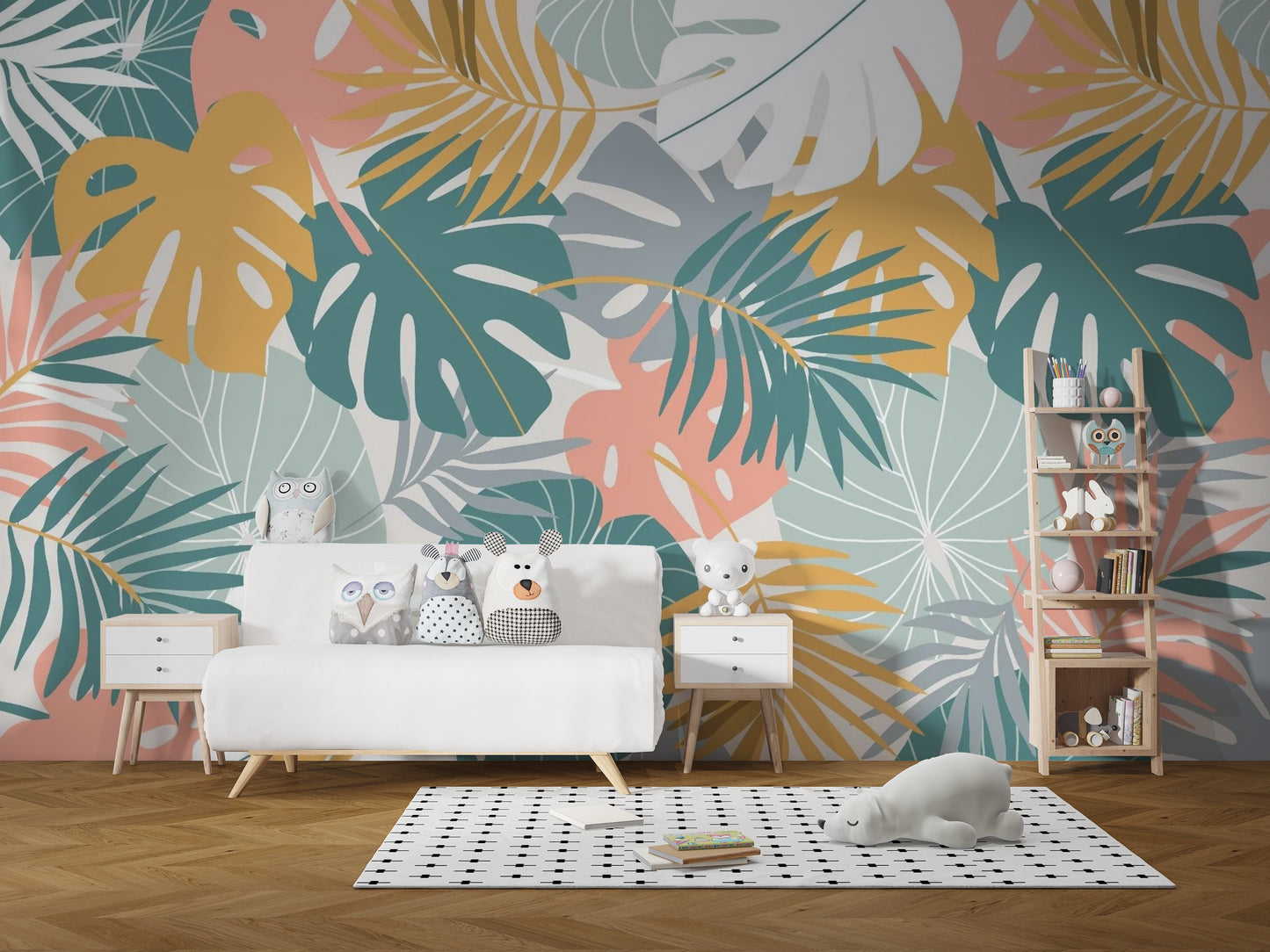 Colorful Tropical Leaves Wallpaper Mural