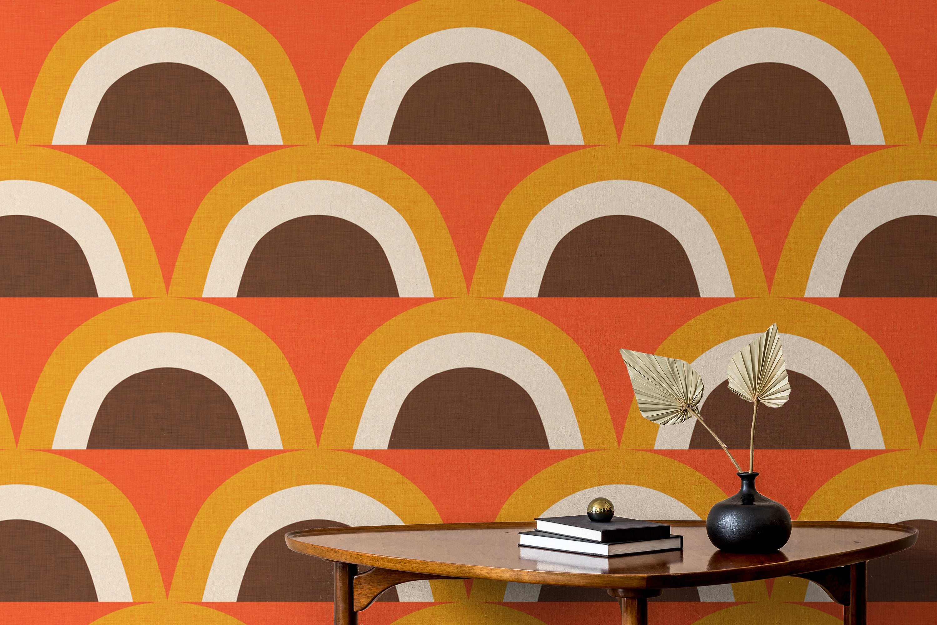 Classic Mid Mod Wallpaper with arch design
