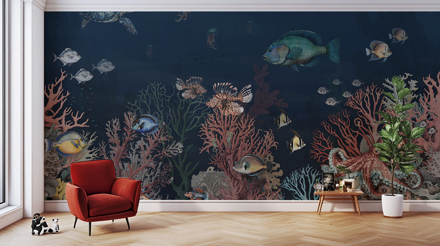 Stunning coral reef wall mural design
