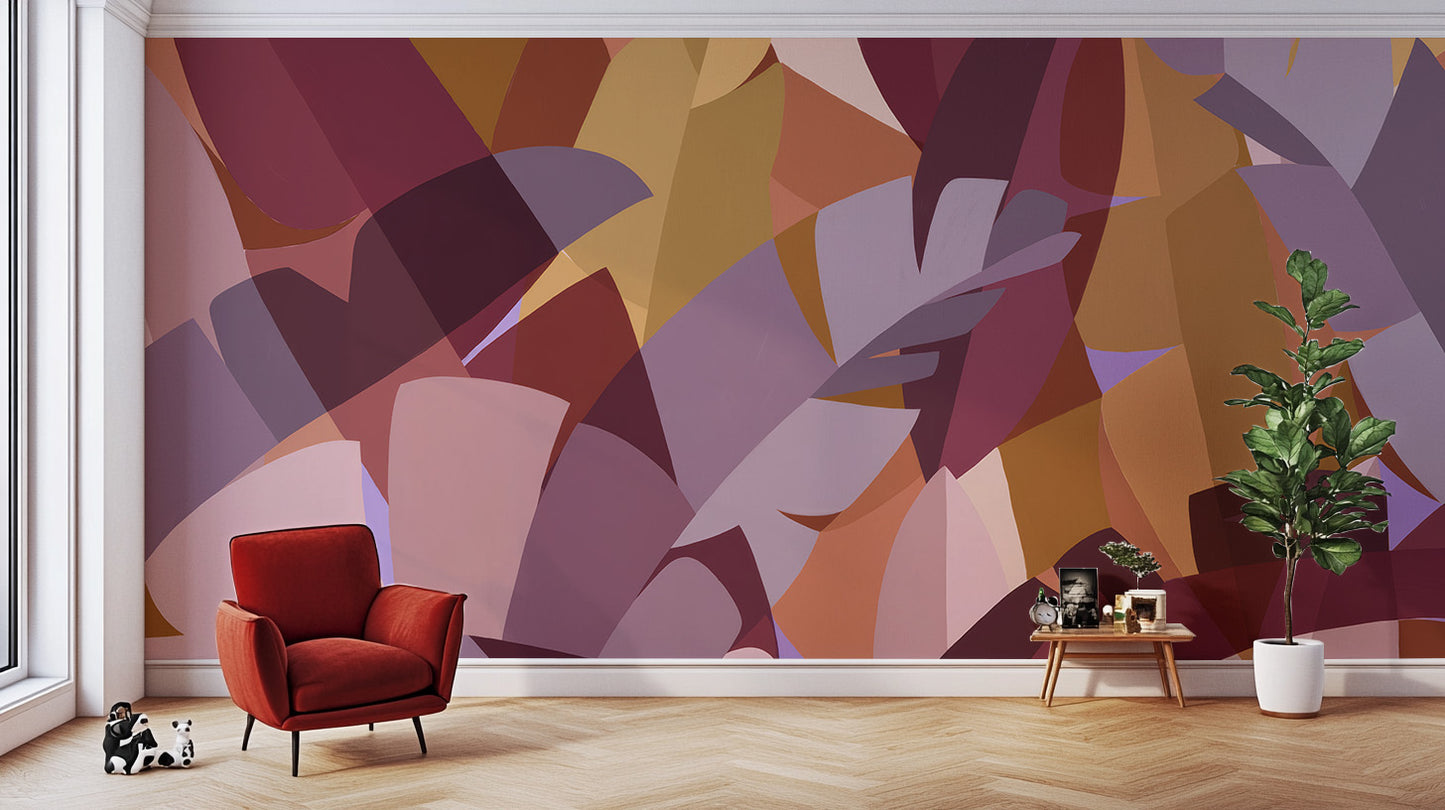 Cubist Harvest Foliage Fresco Mural