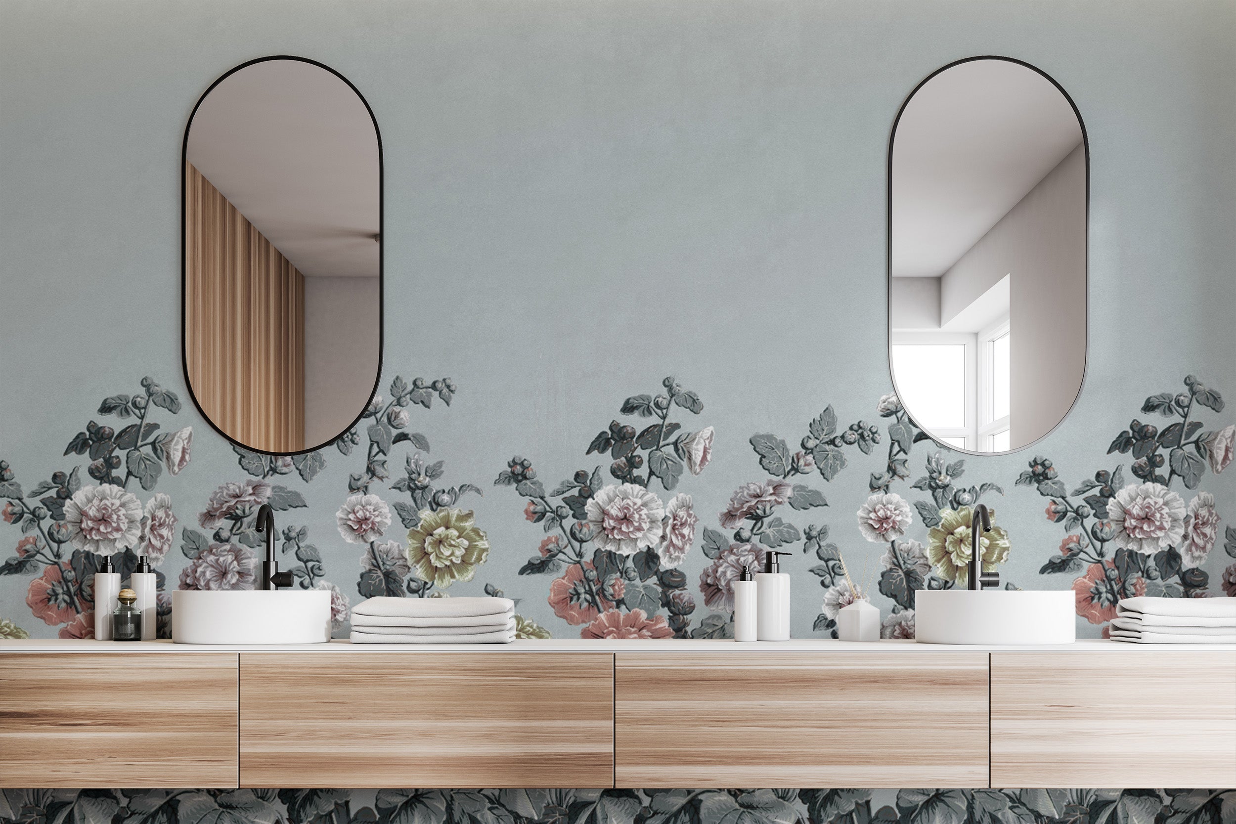 Cottagecore botanical wallpaper with delicate flowers
