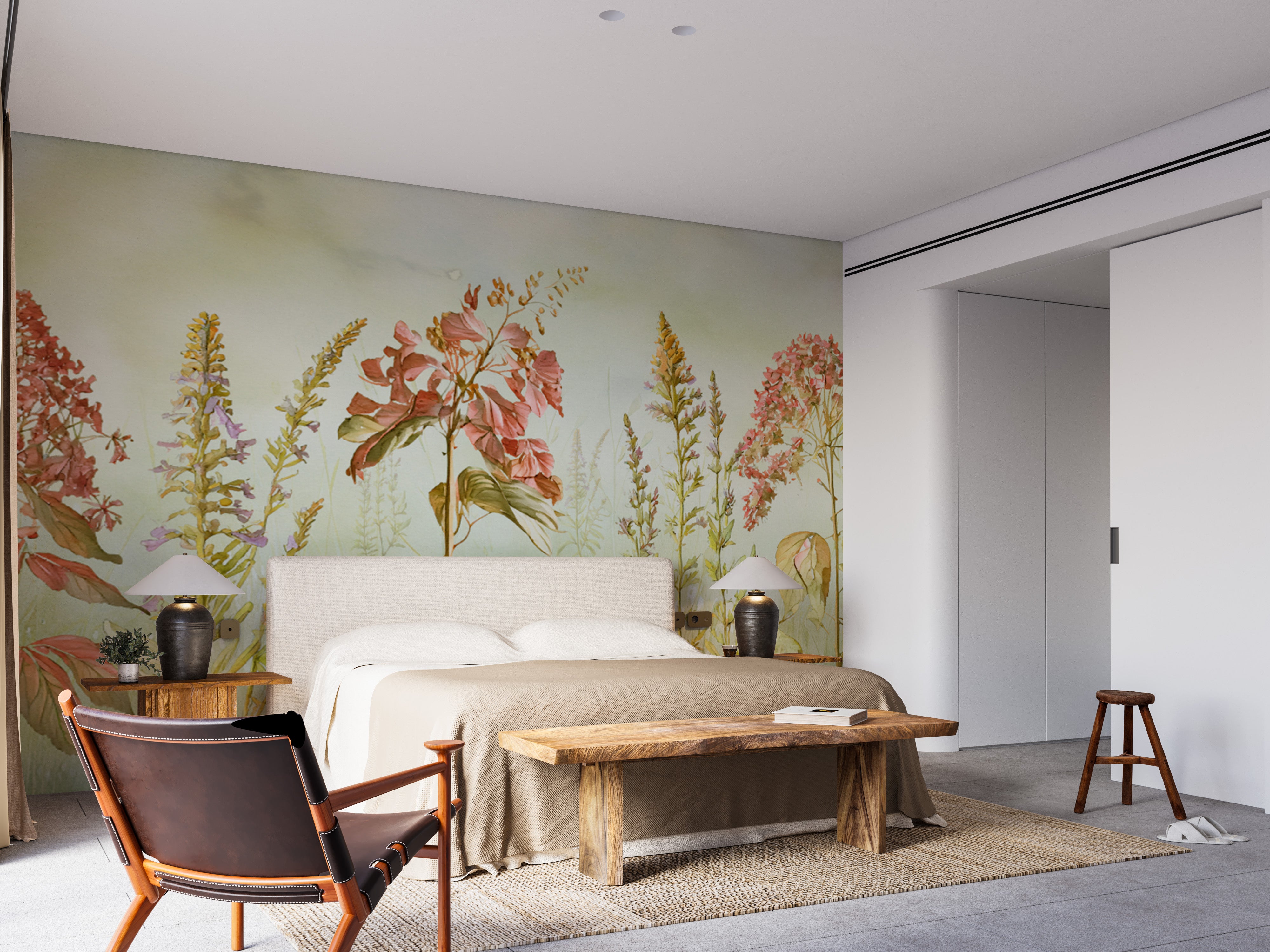 Bring nature indoors with wild flowers meadows wallpaper murals.