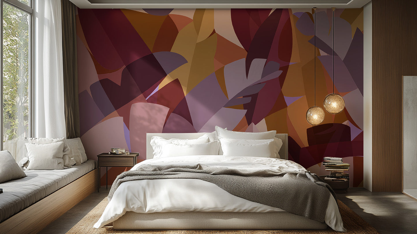 Cubist Harvest Foliage Fresco Mural