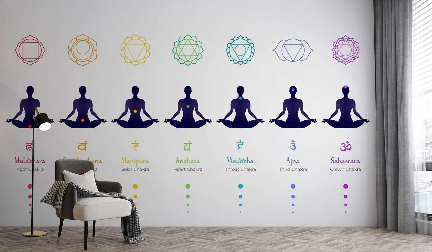 Meditation Body Chakras Wallpaper Mural