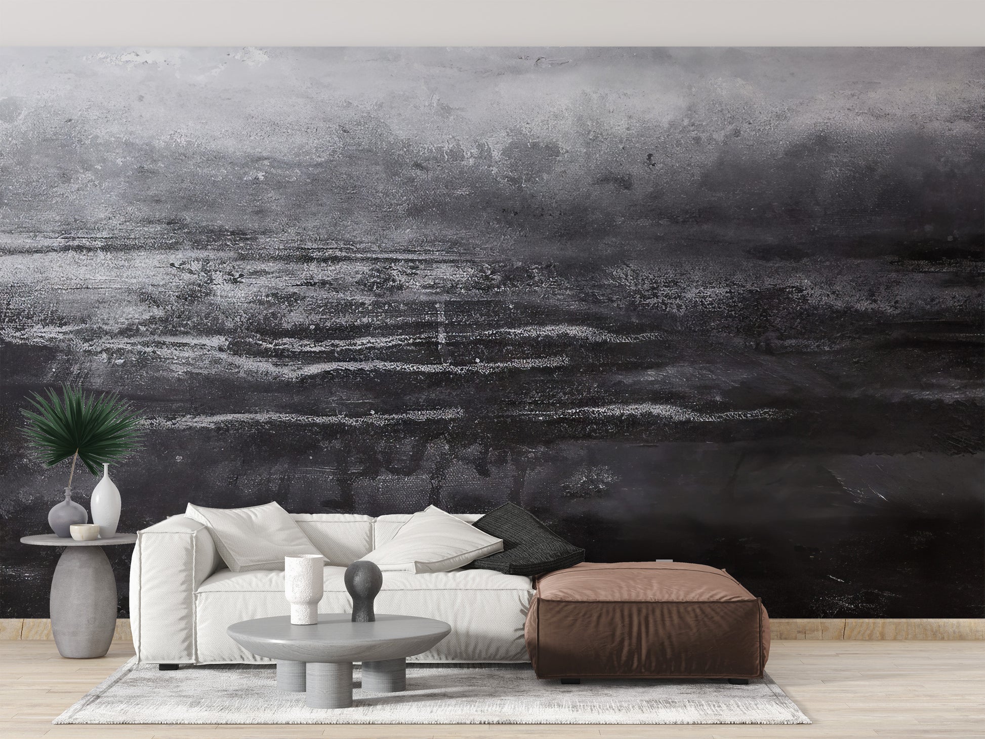 Moody gray tone mural design
