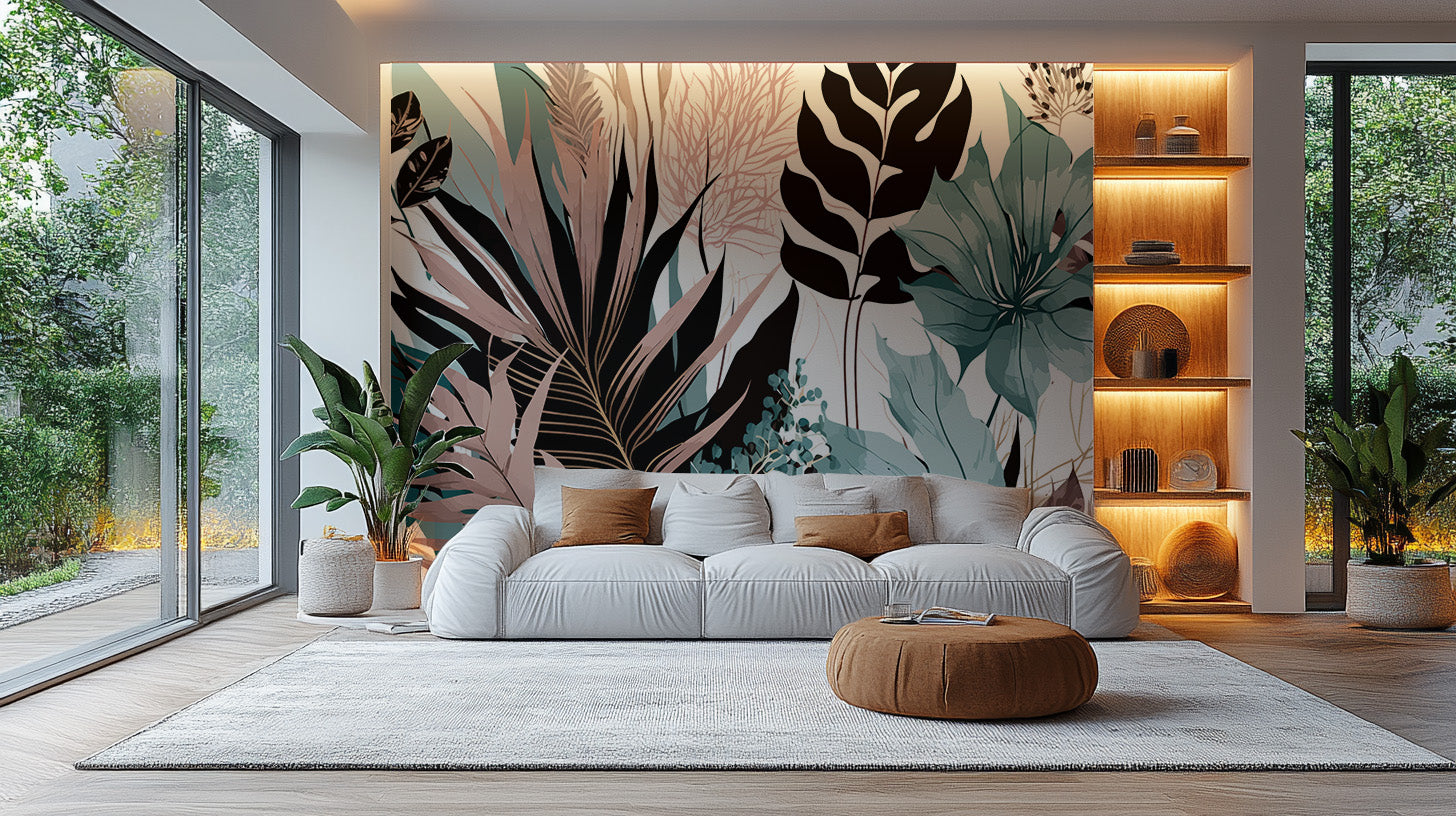 Sophisticated exotic floral wallpaper