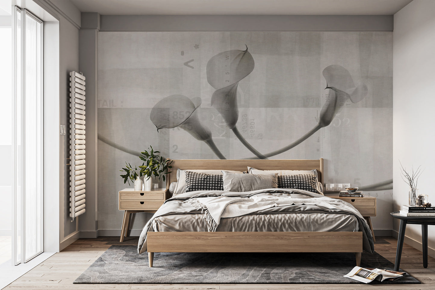 Abstract flower wall mural with calla lilies
