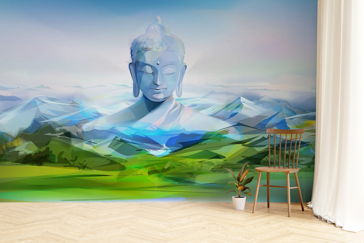 Calming Buddha Mountain Wallpaper Mural