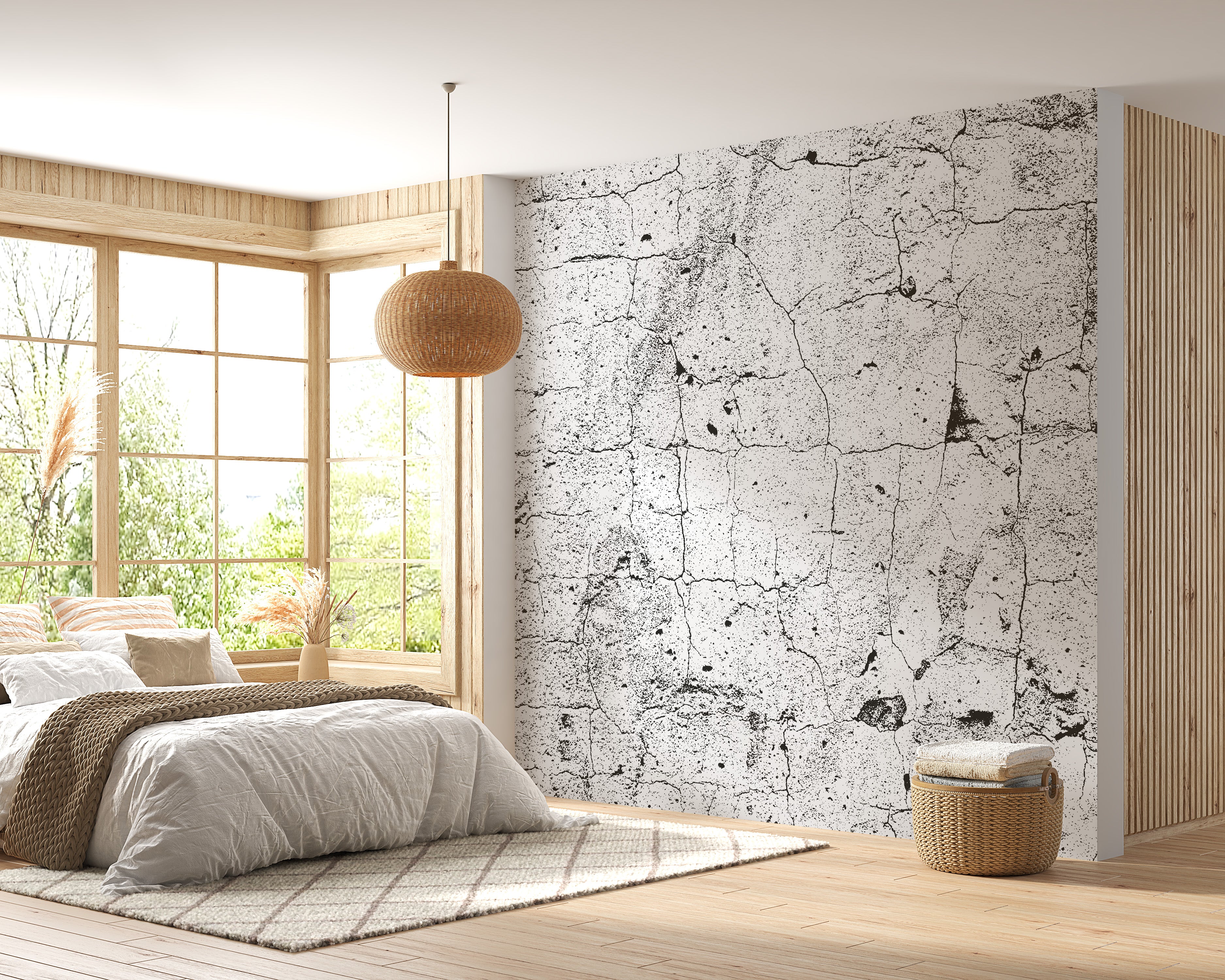 Authentic cracked concrete wallpaper for any space