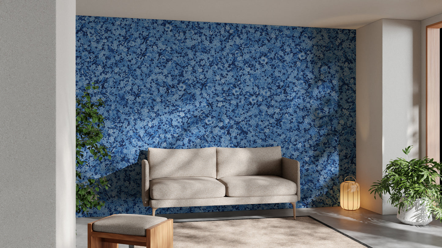 Blue Bird Wallpaper Flower Mural